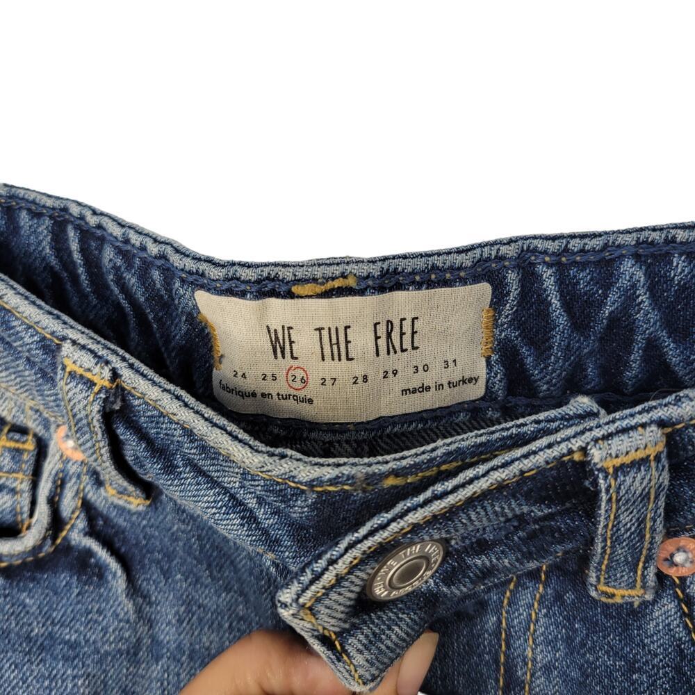 Free People A-Line Denim Distressed Mini Skirt Button Fly Jean Skirt Women US 26 - Picture 3 of 9